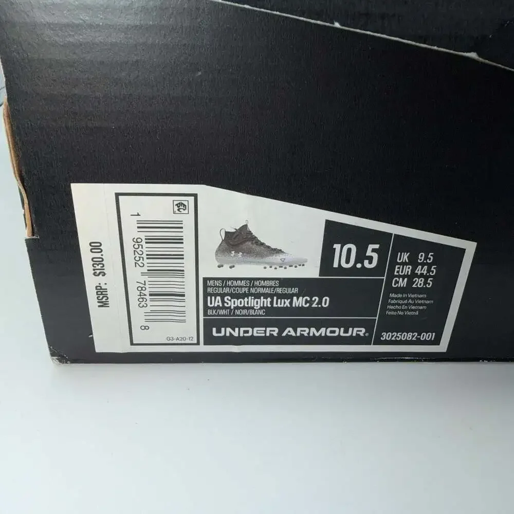 Under Armour Spotlight Lux MC 2.0 Football Cleats Black/White 10.5